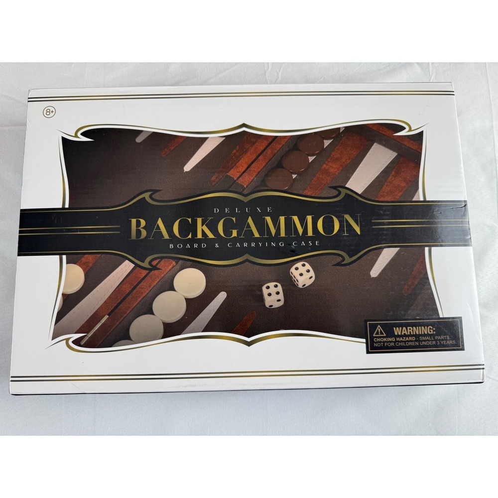 Crazy Games Deluxe Backgammon Set Brown Carrying Case Felt Board New